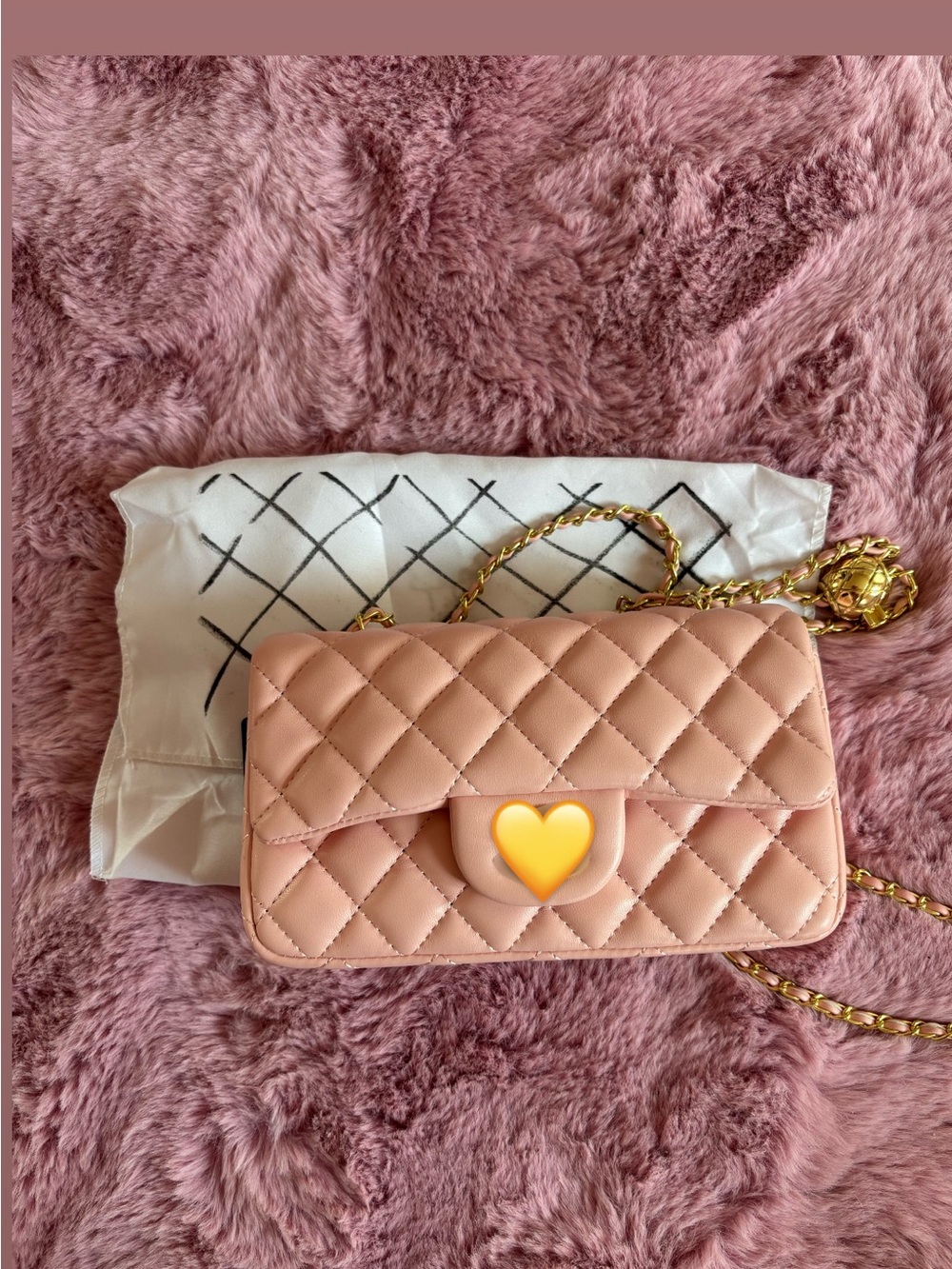Fashion pink quilted leather chain crossbody bag